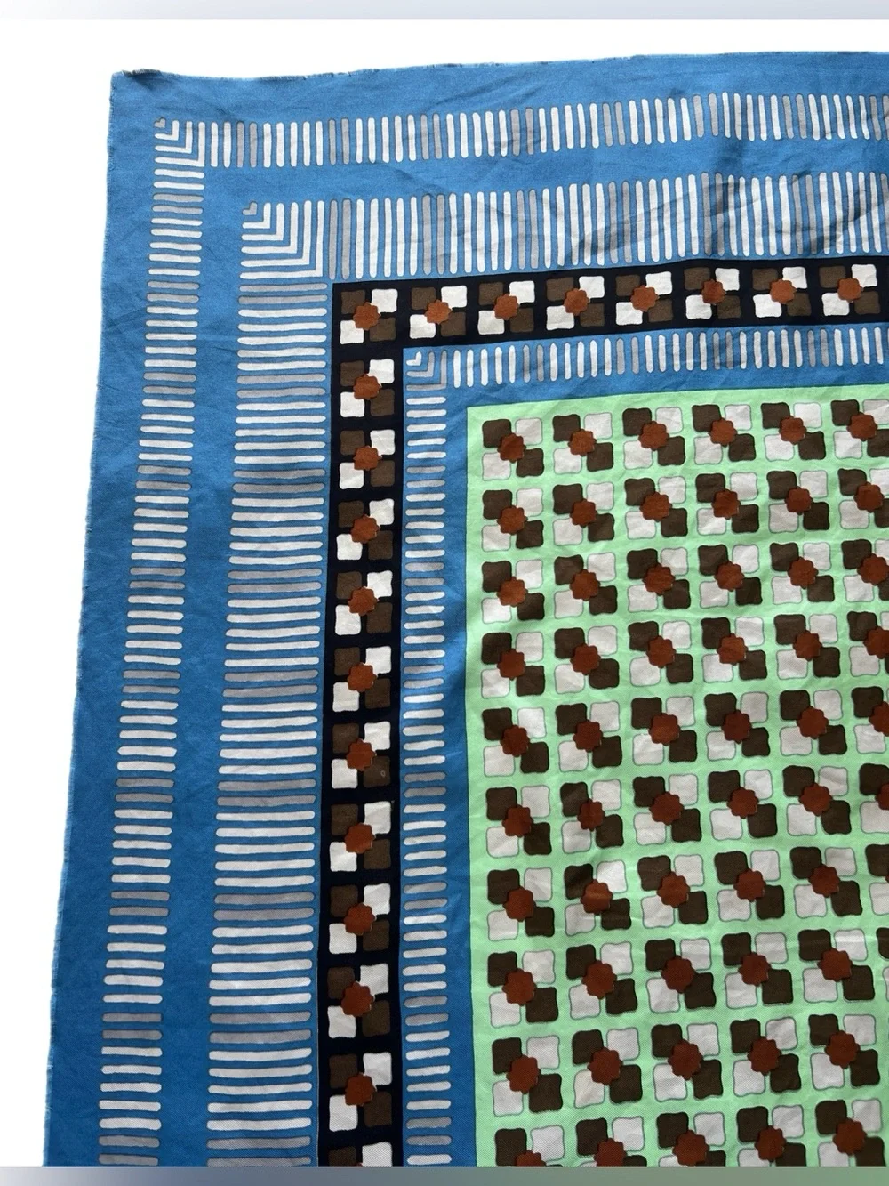 RARE 70s Yves Saint Laurent YSL Vintage Silk Scarf Geometric Mod Print 34”x34”